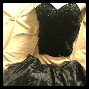 Black 2-piece gown. Embellished top & puffy skirt